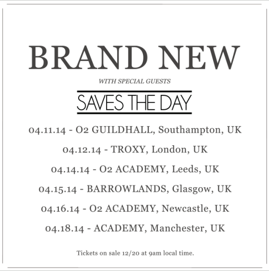 Brand New UK Tour 2014