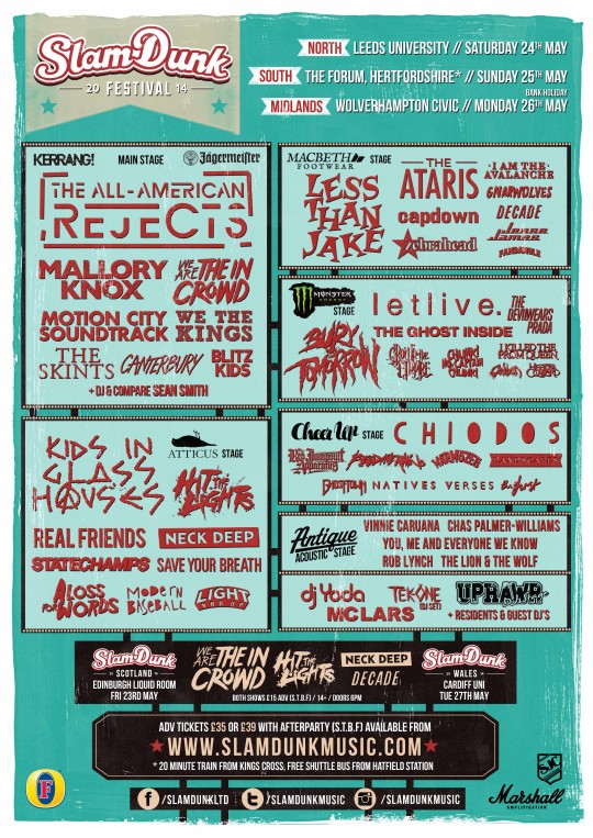 Slam Dunk Festival 2014 - Stage Splits